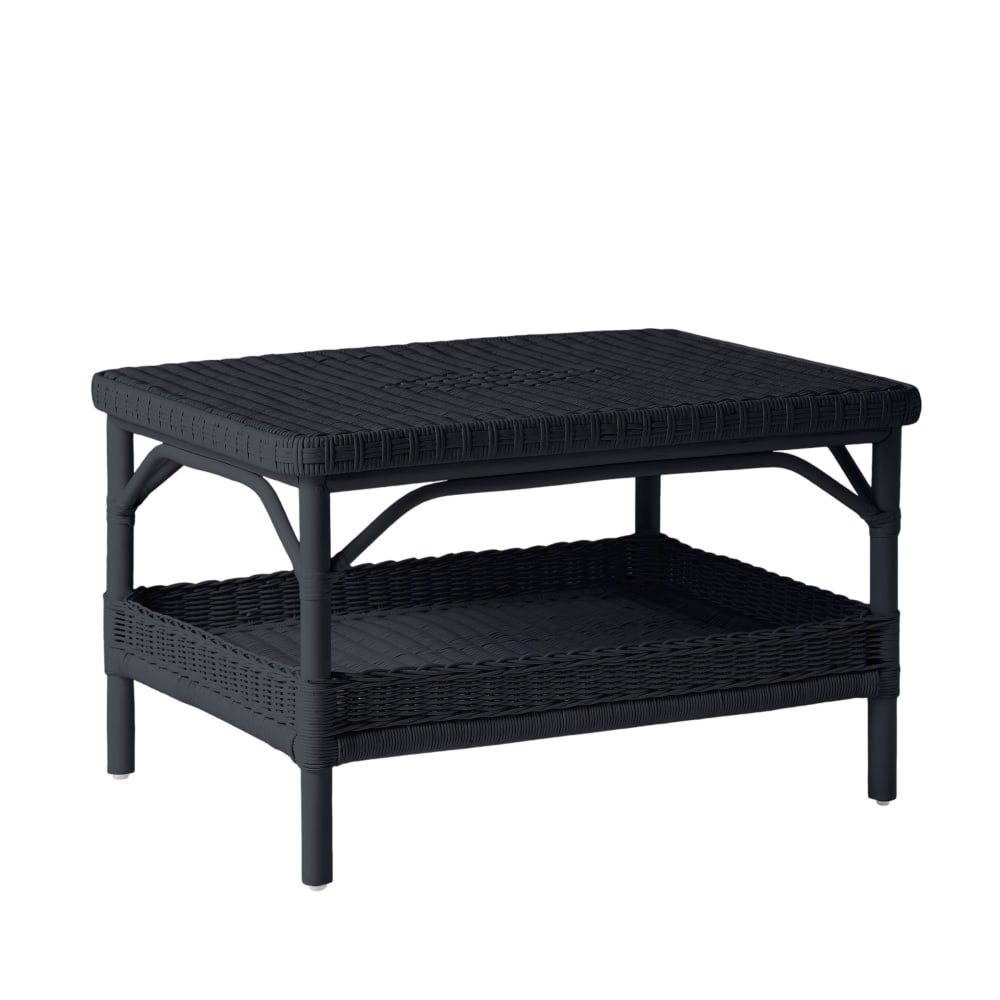 Table basse rectangulaire rotin laqué noir