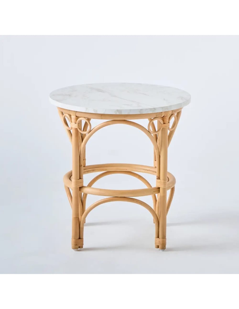 Table basse rotin plateau blanc