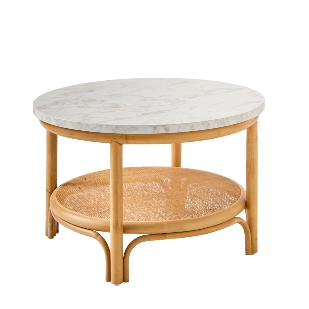 Table basse rotin d70 plateau blanc Table basse rotin d70 plateau blanc