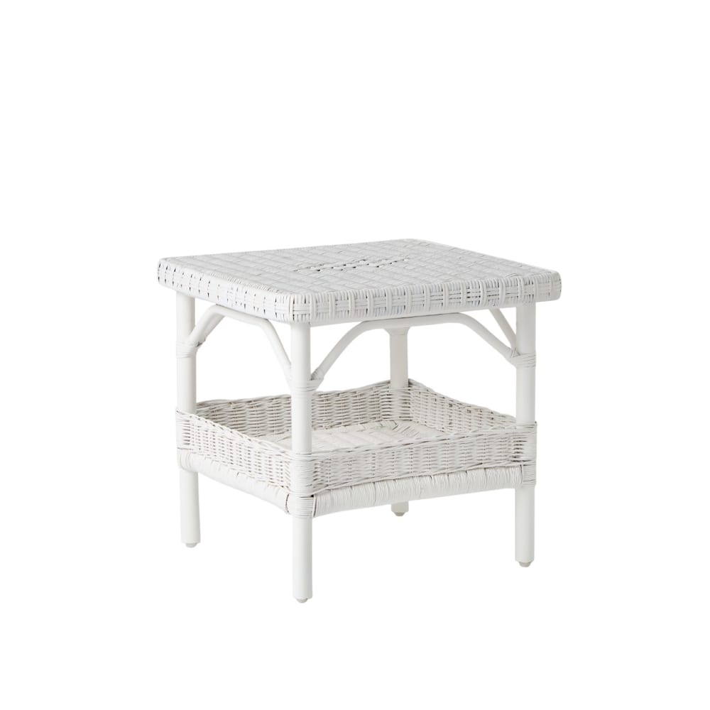 Table basse carrée rotin blanc