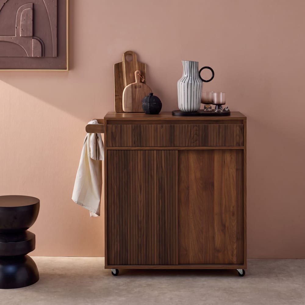 Desserte de cuisine décor bois noyer