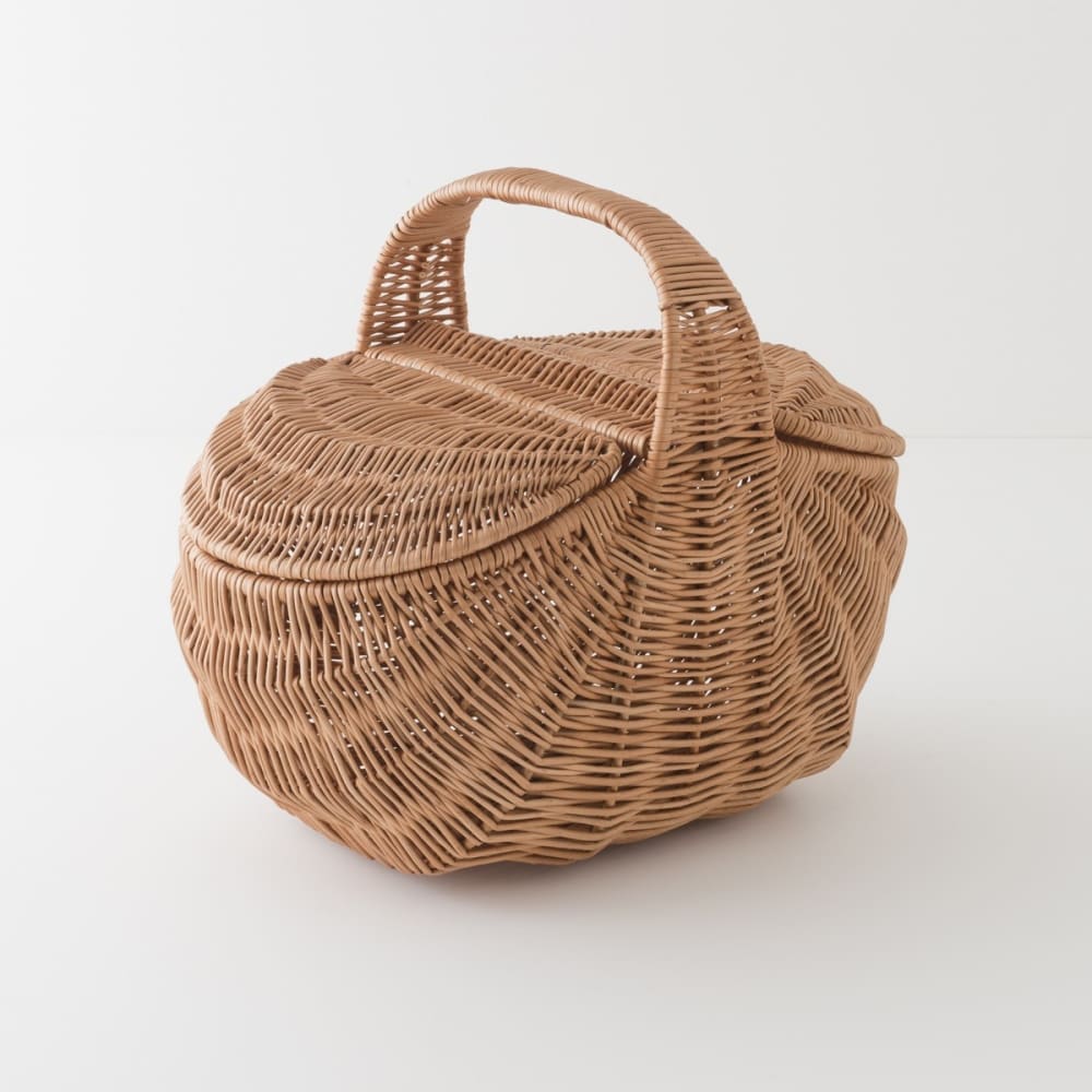 Panier pique-nique bombé en osier marron