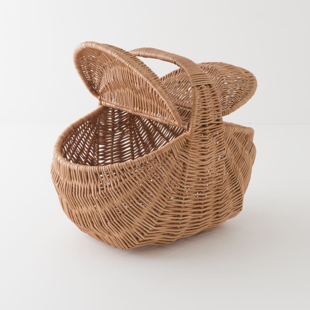 Panier pique-nique bombé en osier marron