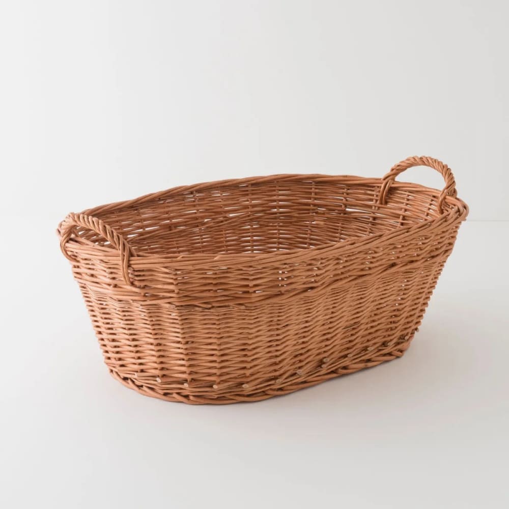 Panière à linge ovale en osier marron