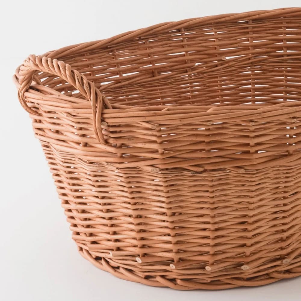 Panière à linge ovale en osier marron — vue 3