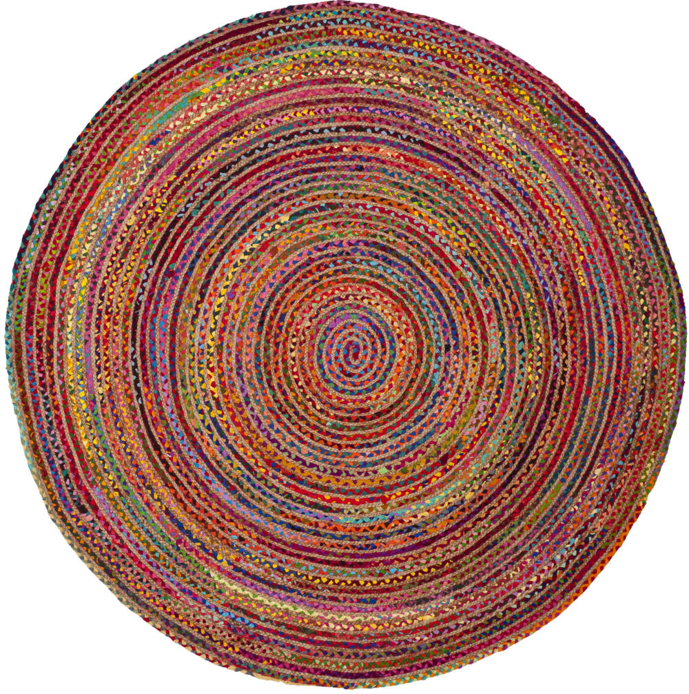 Tapis côtier en jute rouge/multicolore, 183 cm