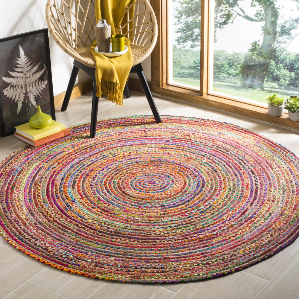 Tapis côtier en jute rouge/multicolore, 183 cm — vue 3
