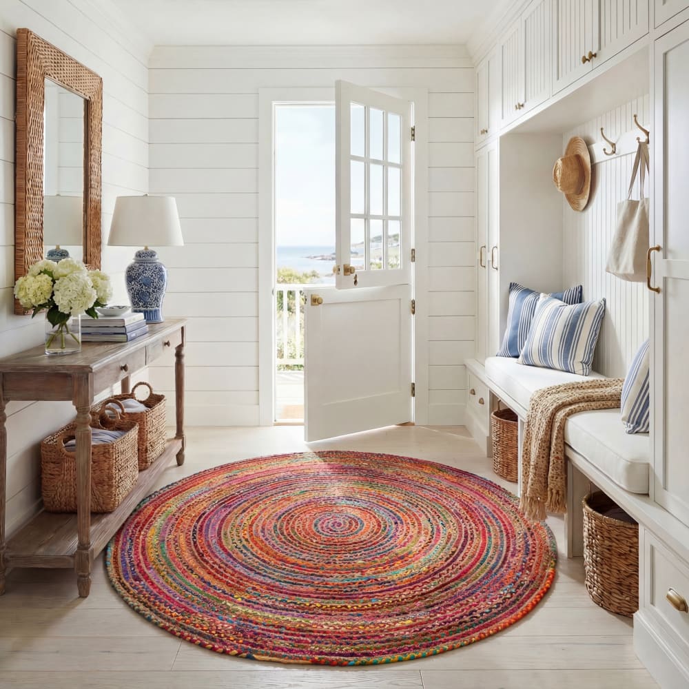 Tapis côtier en jute rouge/multicolore, 183 cm — vue 4
