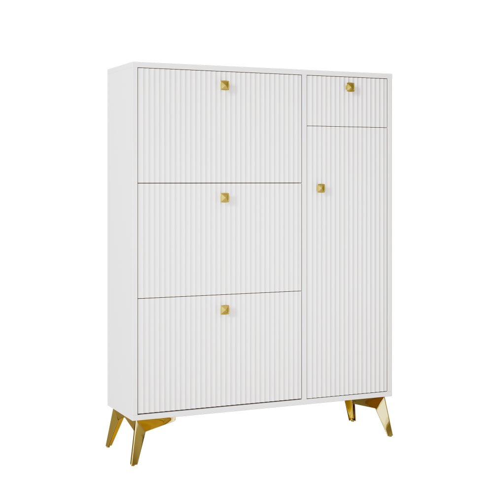 Flieks Schuhschrank mit 3 Klappen 1 Schublade weiß style modern - Spanplatte