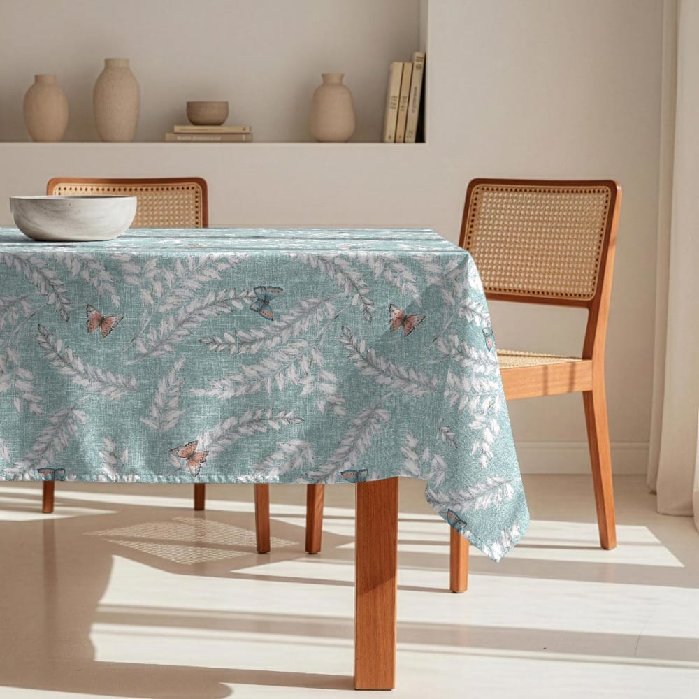 Fleckabweisende Tischdecke – 100 % Baumwolle, 150×150 cm -