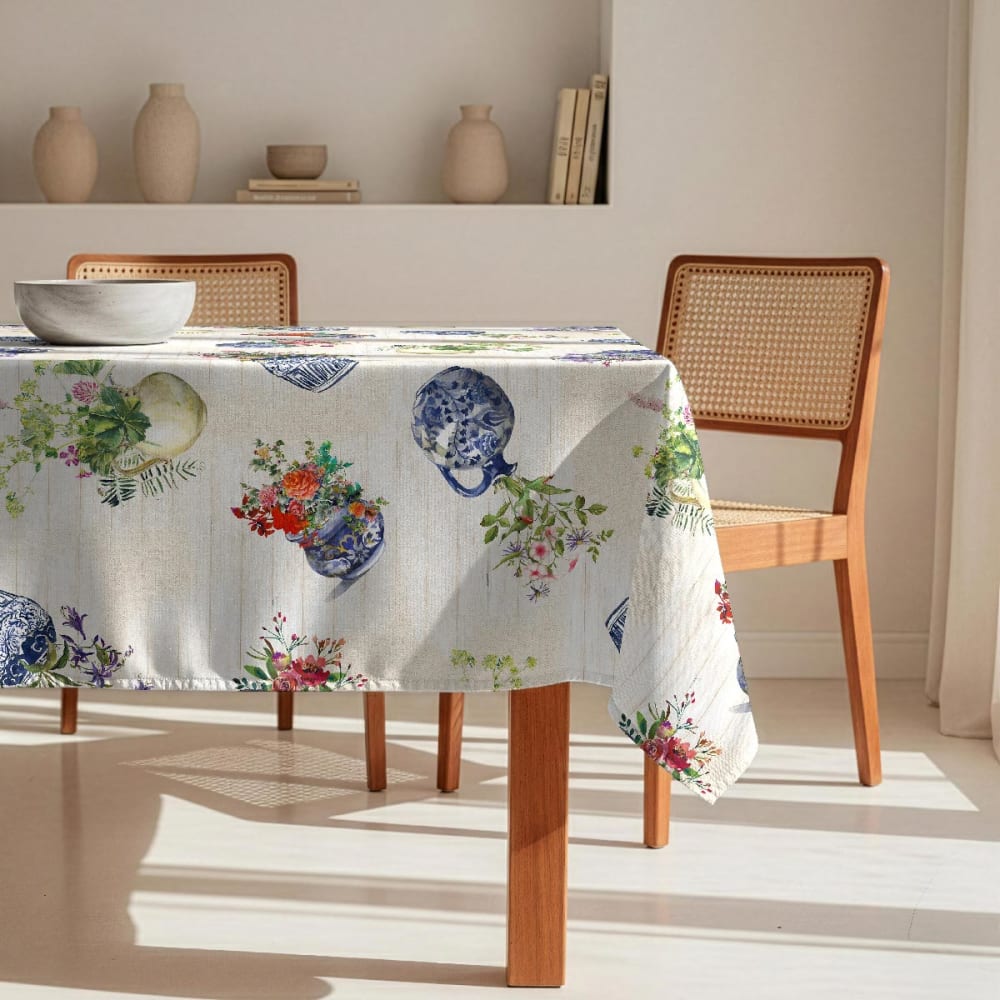 Fleckabweisende Tischdecke – 100 % Baumwolle, 150×150 cm -