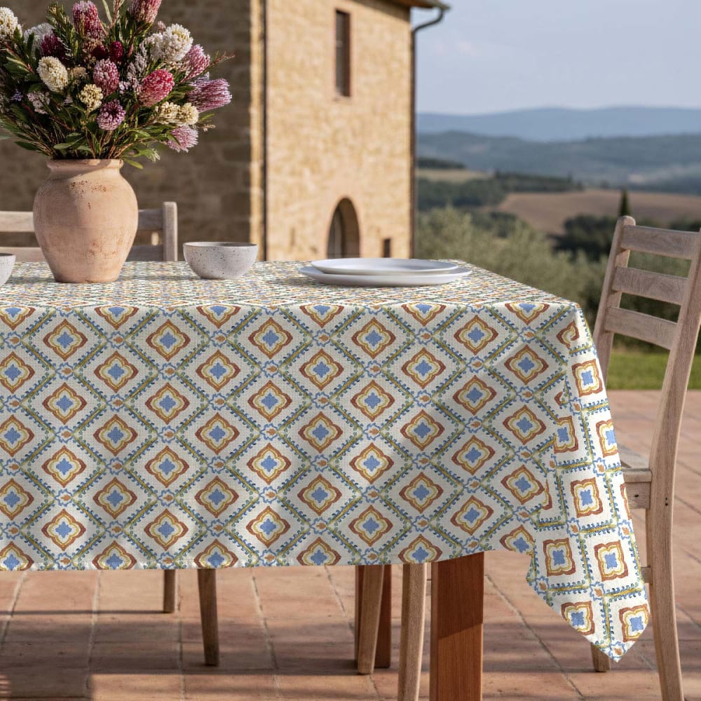 Fleckabweisende Tischdecke – 100 % Baumwolle, 150×200 cm -