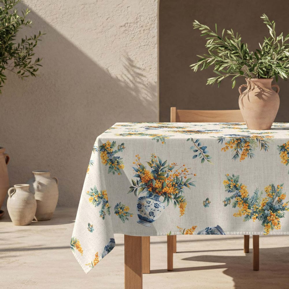 Fleckabweisende Tischdecke – 100 % Baumwolle, 150×300 cm -