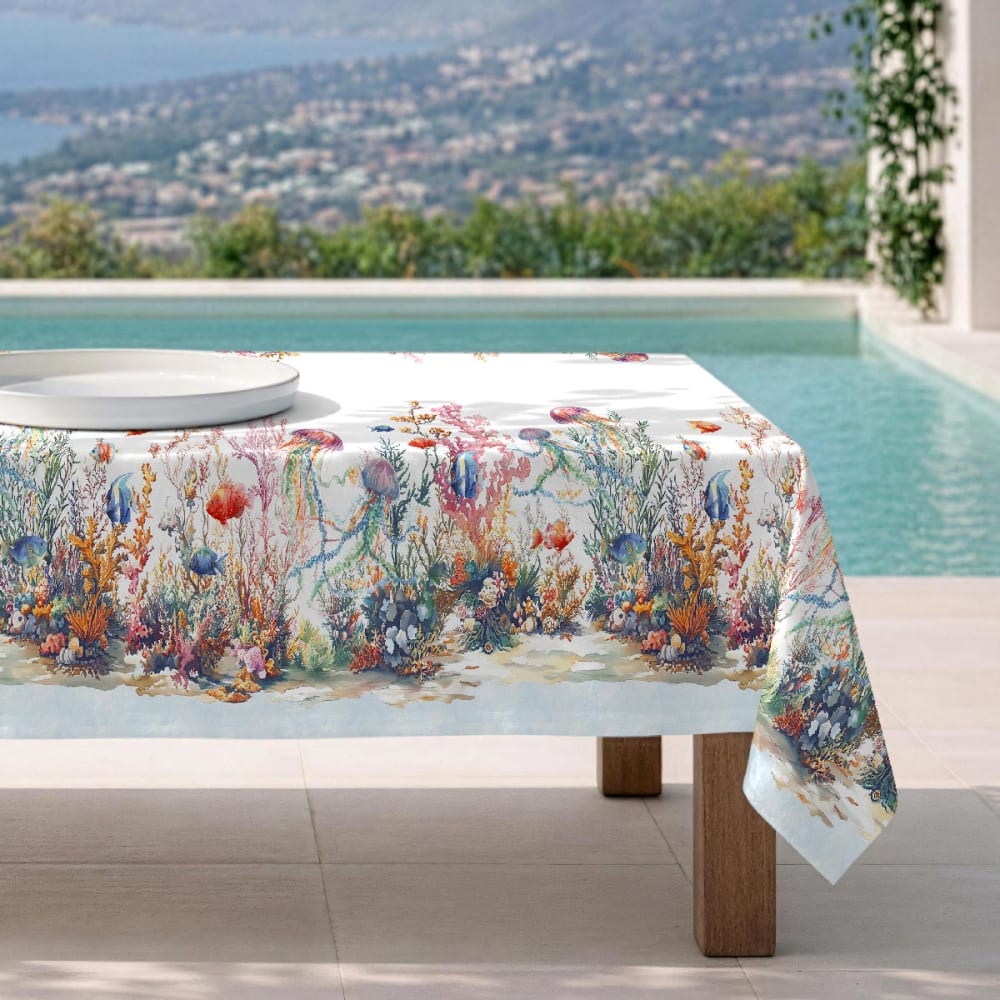 Fleckabweisende Tischdecke – 100 % Baumwolle, 150×200 cm -
