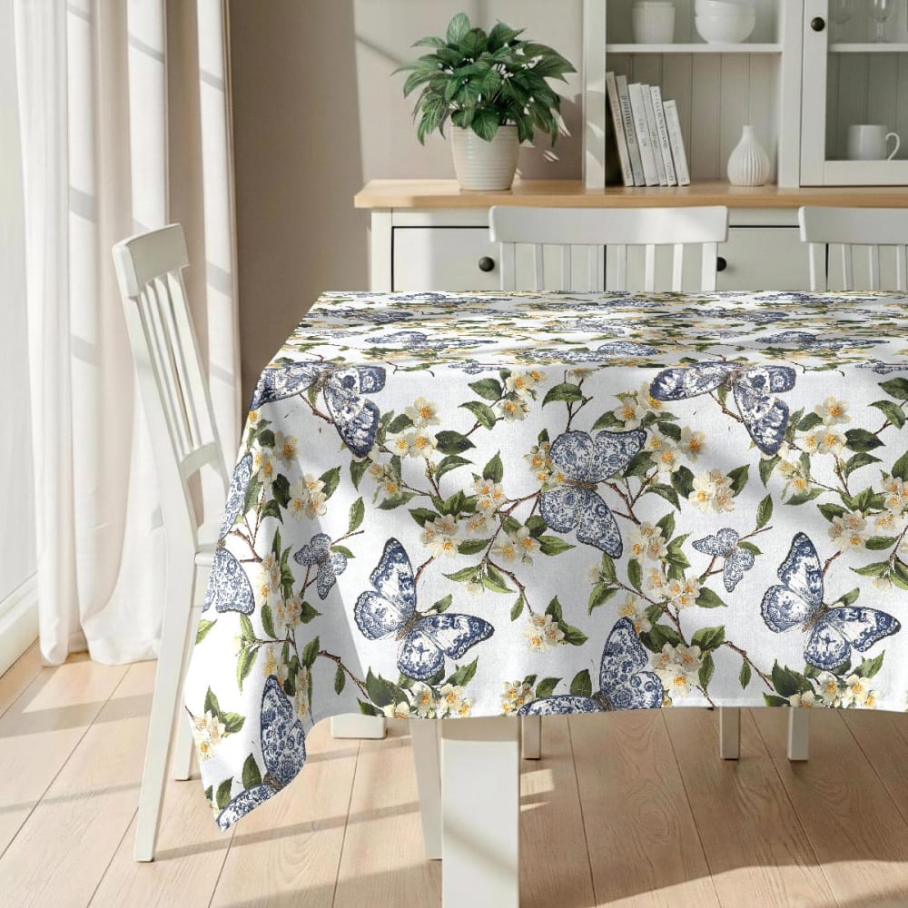 Fleckabweisende Tischdecke – 100 % Baumwolle, 100 × 150 cm -