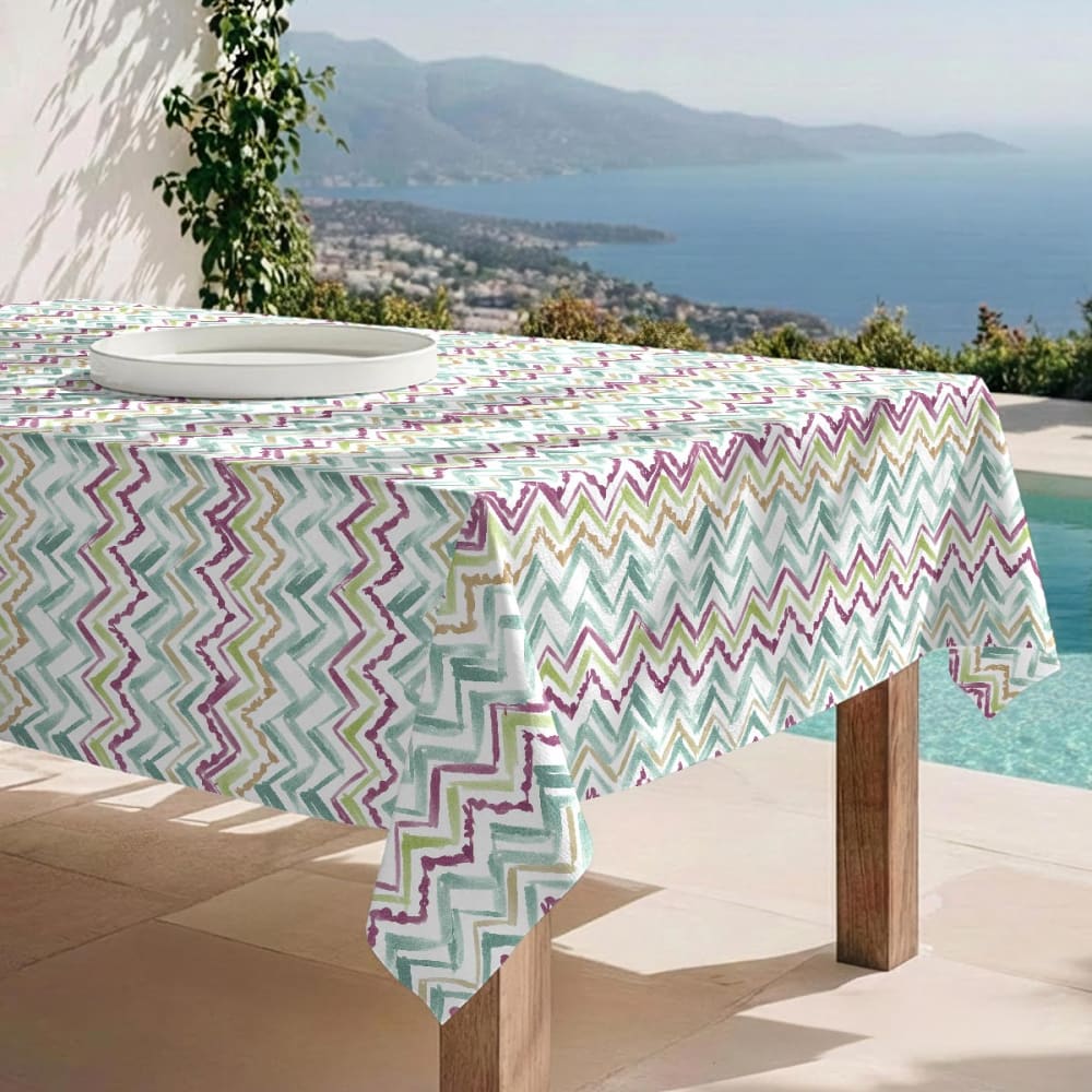 Naf Naf Fleckabweisende Tischdecke – 100 % Baumwolle, 100 × 150 cm Grün Baumwolle