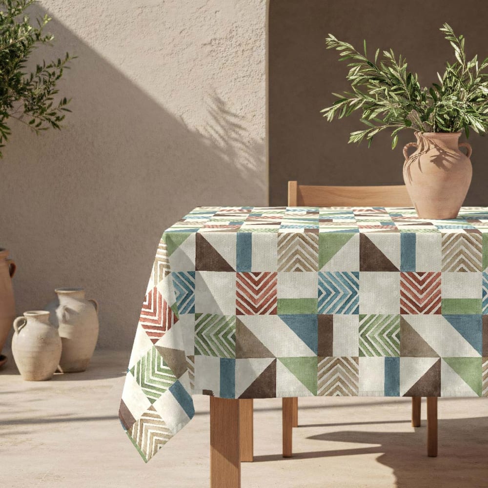 Fleckabweisende Tischdecke – 100 % Baumwolle, 150×150 cm -