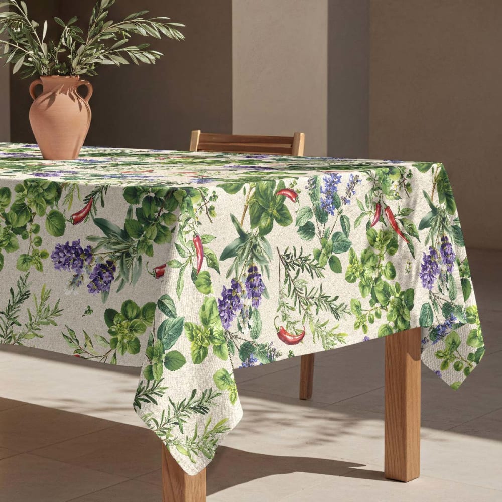 Naf Naf Fleckabweisende Tischdecke – 100 % Baumwolle, 150×300 cm Grün Baumwolle