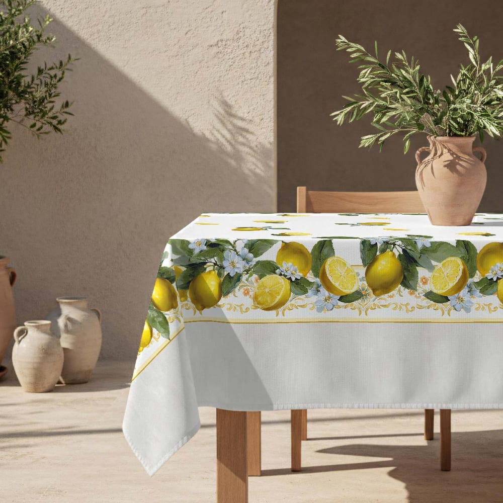 Fleckabweisende Tischdecke – 100 % Baumwolle, 150×150 cm -