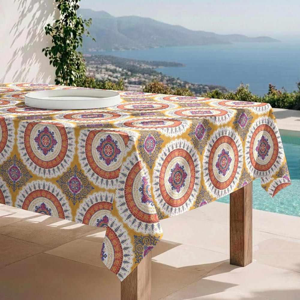 Naf Naf Fleckabweisende Tischdecke – 100 % Baumwolle, 150×300 cm orange Baumwolle