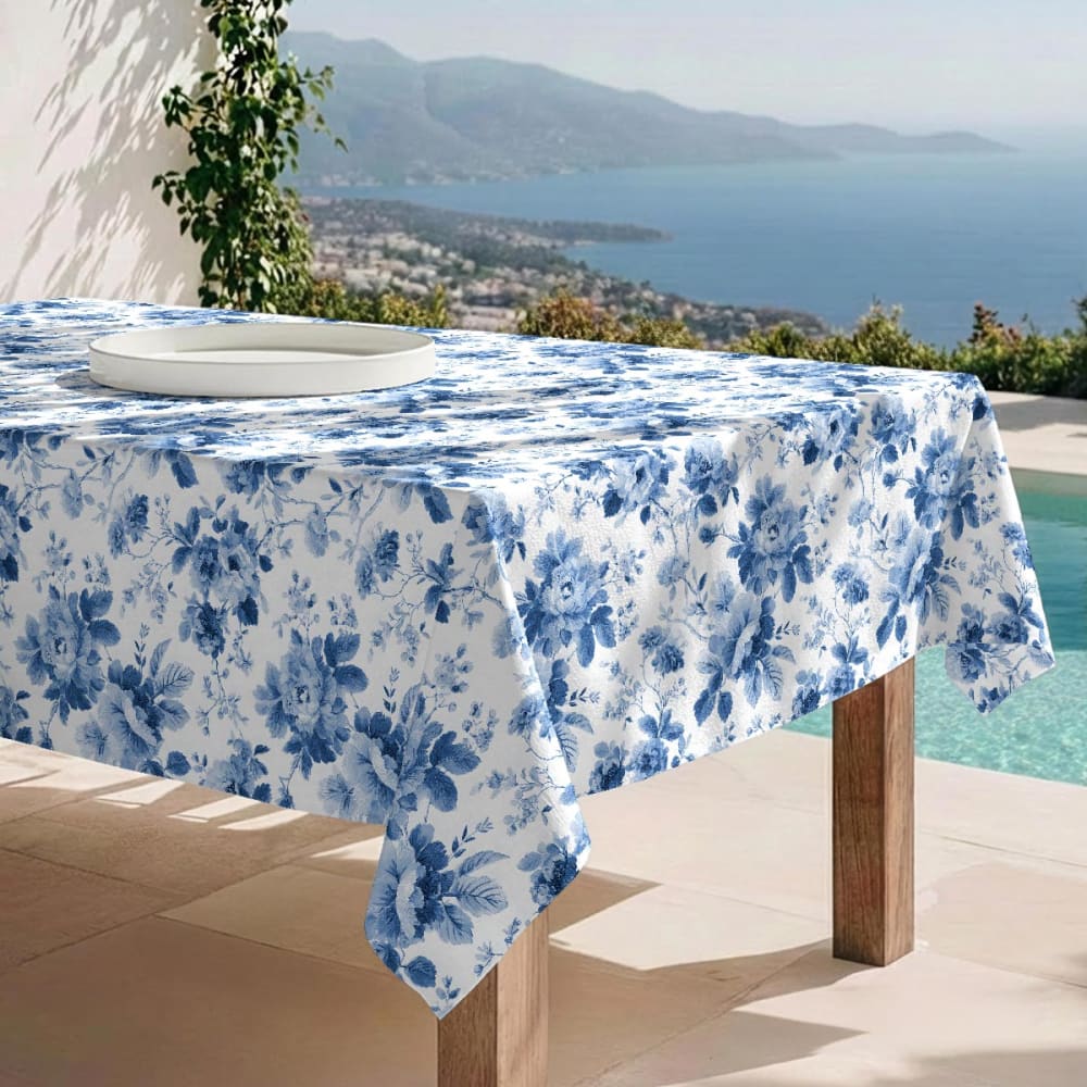 Naf Naf Fleckabweisende Tischdecke – 100 % Baumwolle, 150×300 cm Blau Baumwolle