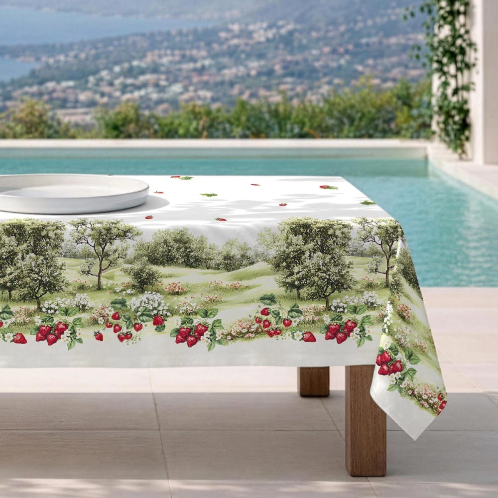 Fleckabweisende Tischdecke – 100 % Baumwolle, 150×300 cm -
