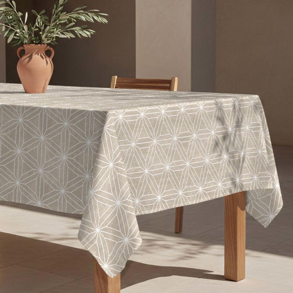 Naf Naf Fleckabweisende Tischdecke – 100 % Baumwolle, 150×200 cm Beige Baumwolle