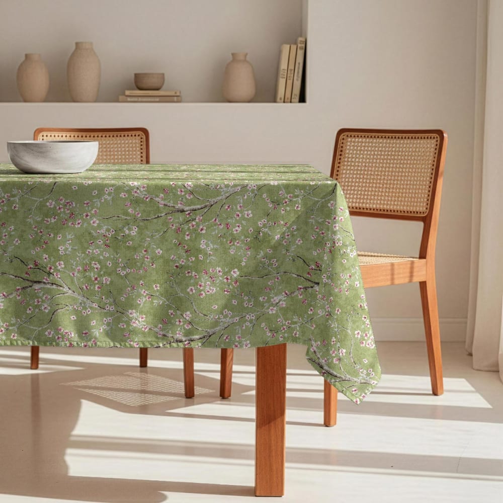 Fleckabweisende Tischdecke – 100 % Baumwolle, 100 × 150 cm -