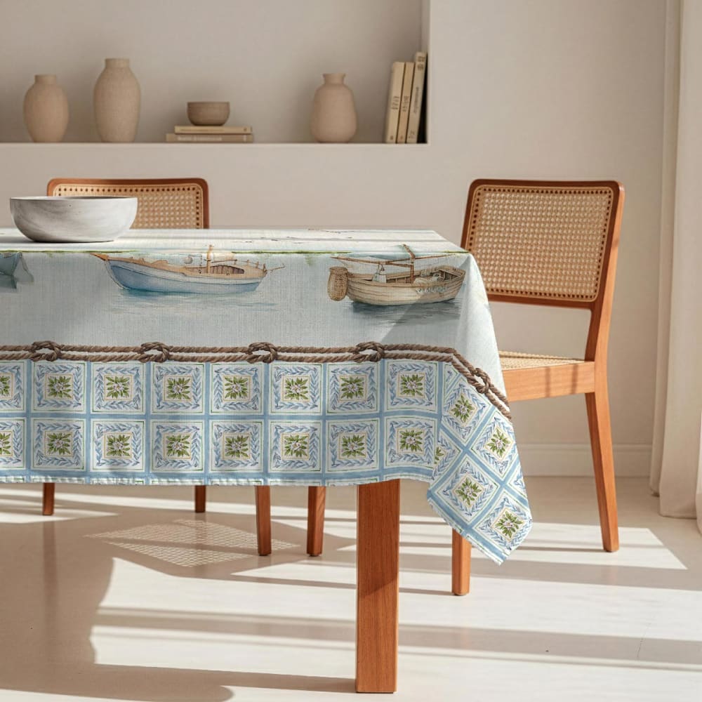 Fleckabweisende Tischdecke – 100 % Baumwolle, 100 × 150 cm -