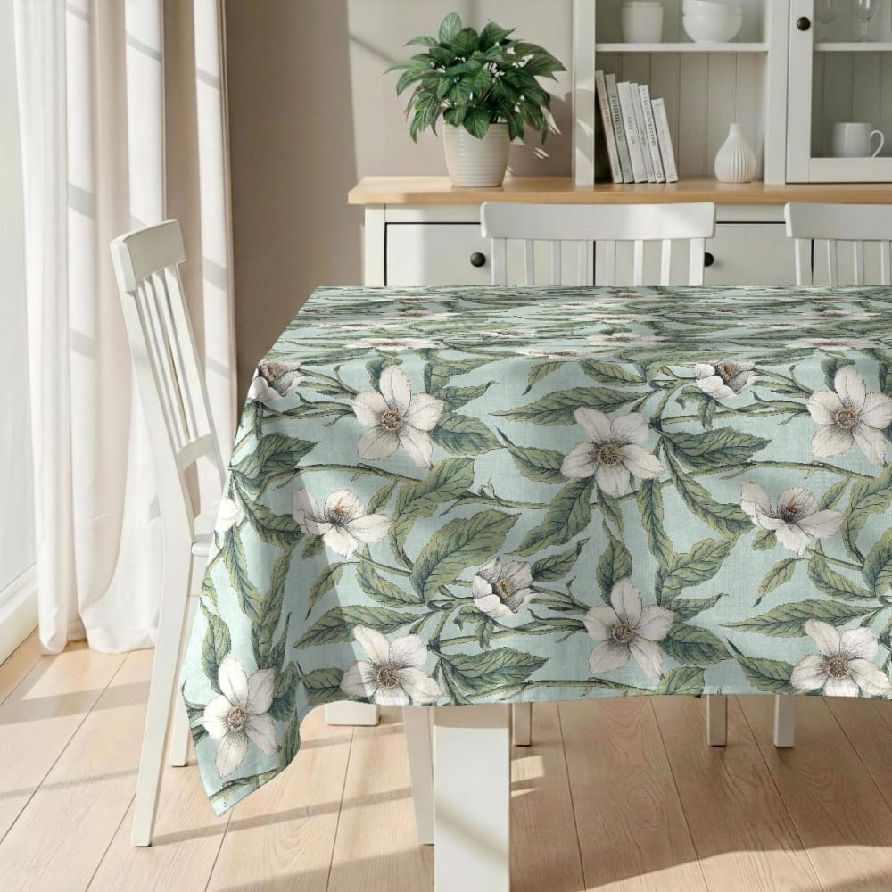 Fleckabweisende Tischdecke – 100 % Baumwolle, 150×300 cm -