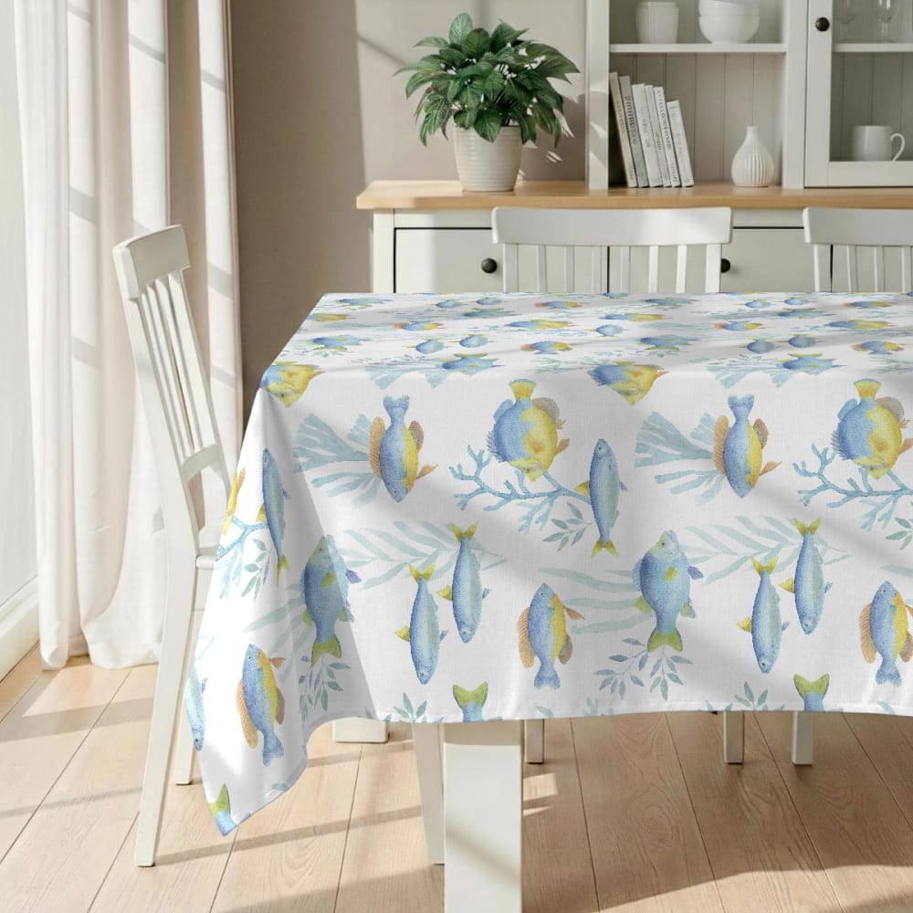 Fleckabweisende Tischdecke – 100 % Baumwolle, 100 × 150 cm -
