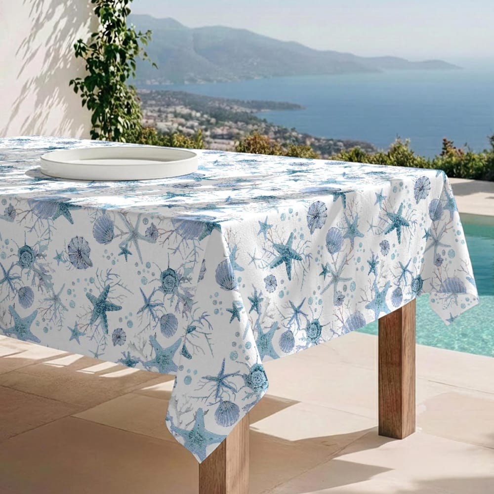 Naf Naf Fleckabweisende Tischdecke – 100 % Baumwolle, 150×200 cm Blau Baumwolle