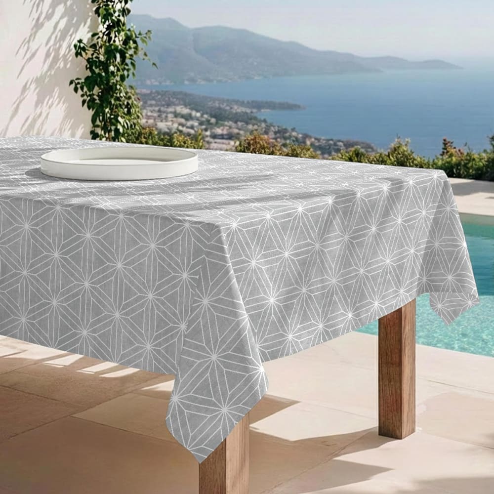 Naf Naf Fleckabweisende Tischdecke – 100 % Baumwolle, 150×200 cm Grau Baumwolle