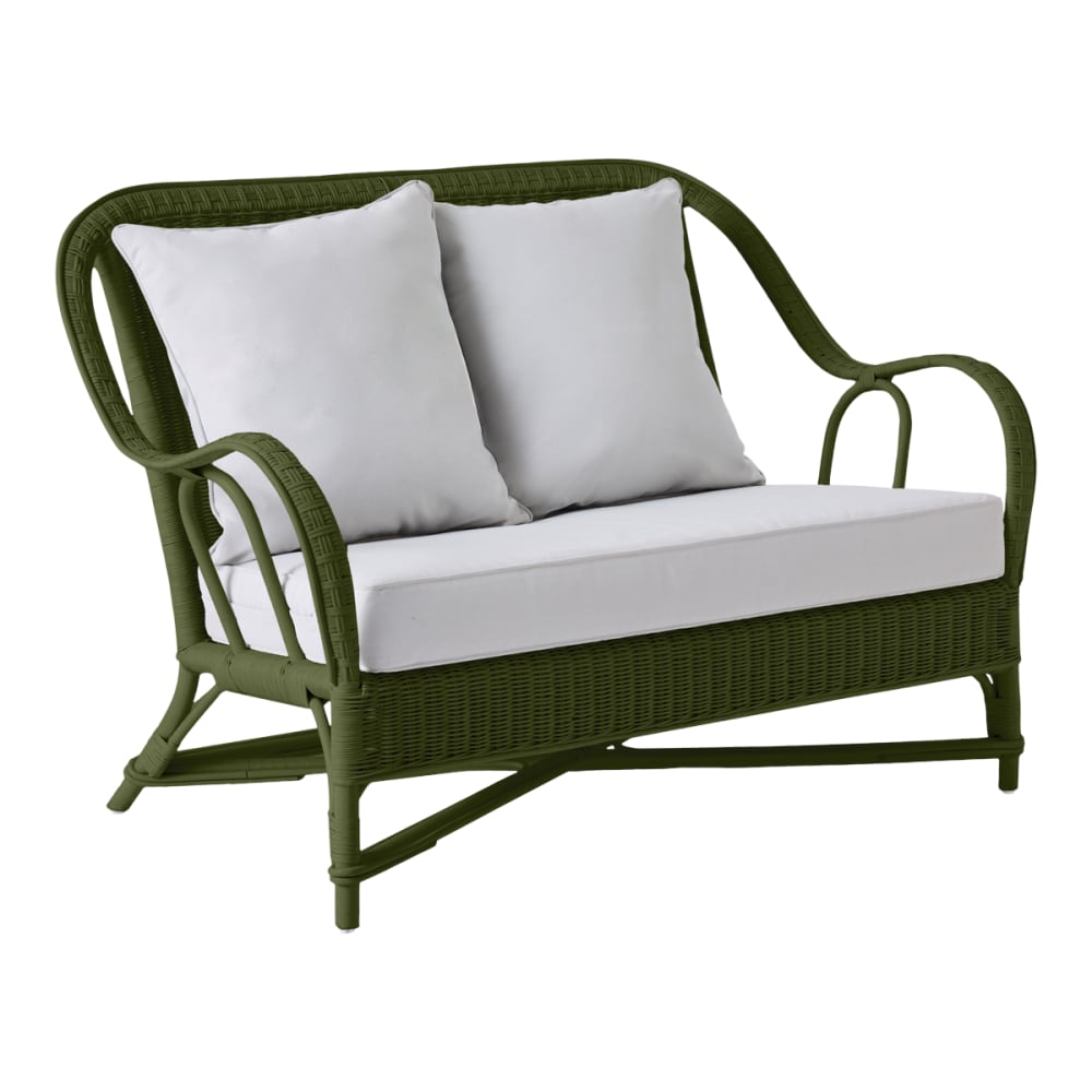 Fauteuil rotin laqué vert bronze