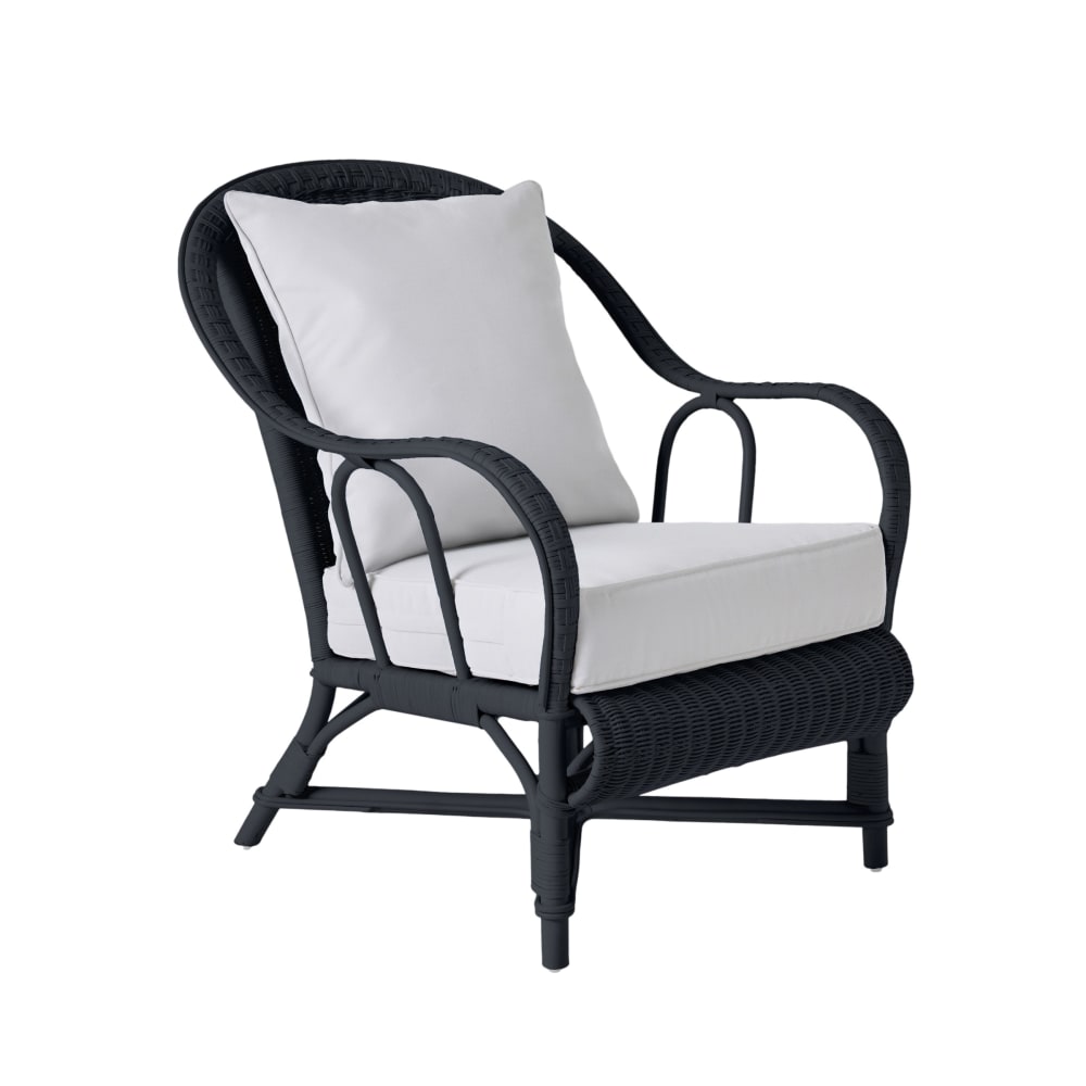 Fauteuil rotin laqué noir Fauteuil rotin laqué noir