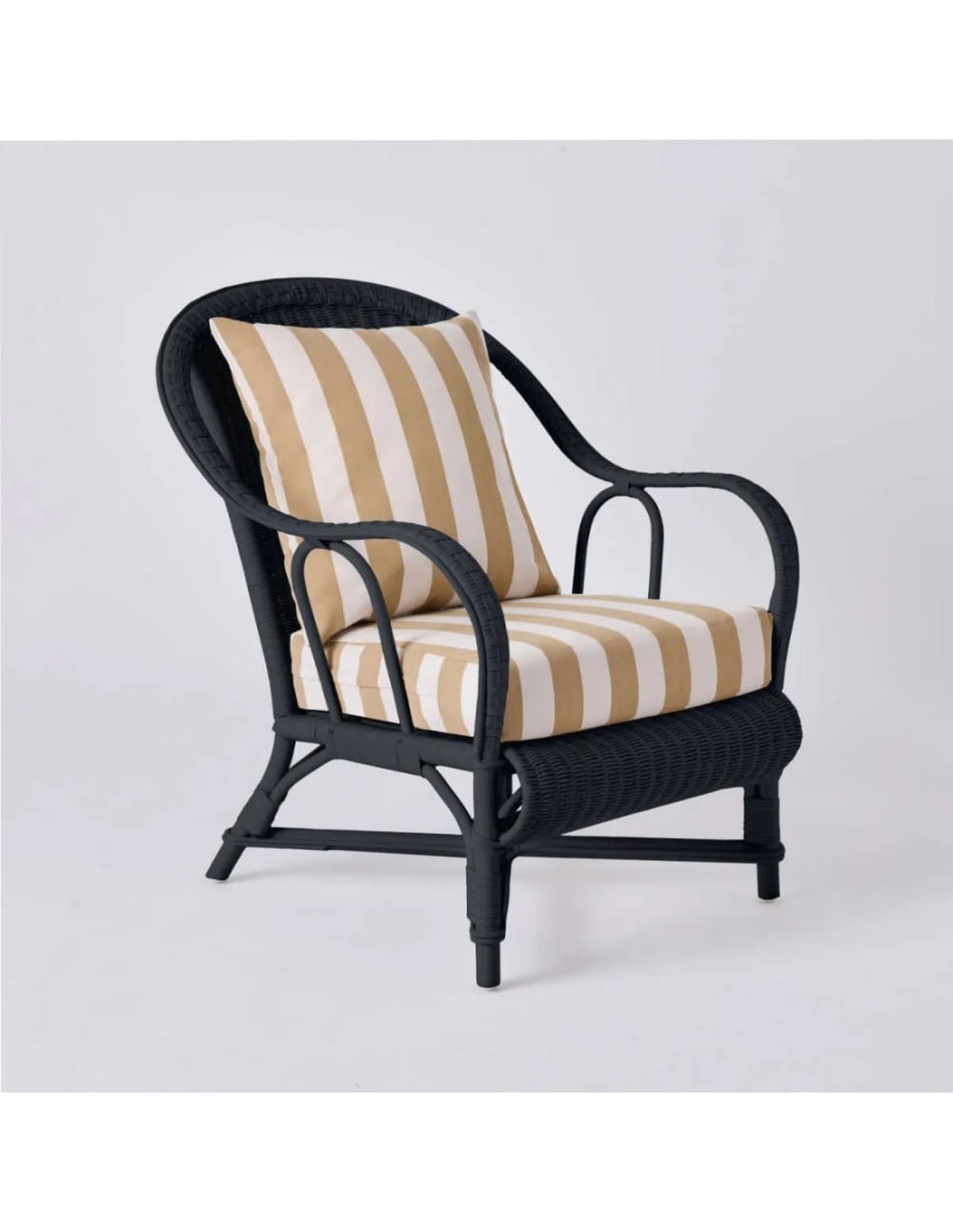 Fauteuil rotin laqué noir
