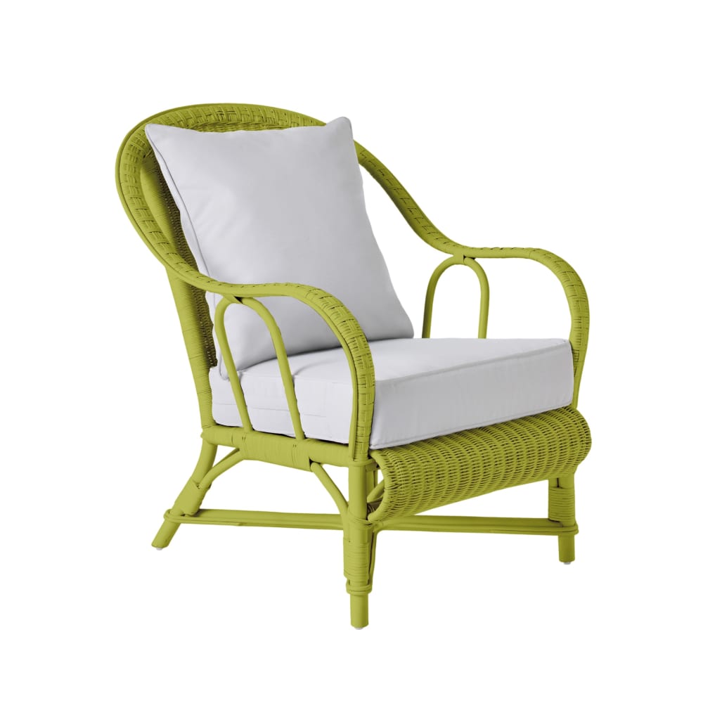 Fauteuil rotin laqué vert gazon Fauteuil rotin laqué vert gazon