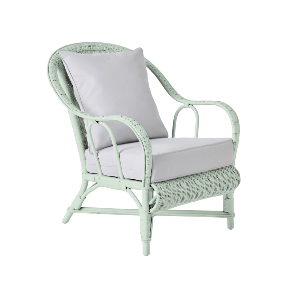 Fauteuil rotin laqué pistache Fauteuil rotin laqué pistache