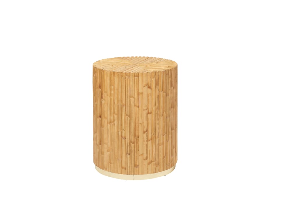 Pied de table ronde en marqueterie de rotin beige Pied de table ronde en marqueterie de rotin beige