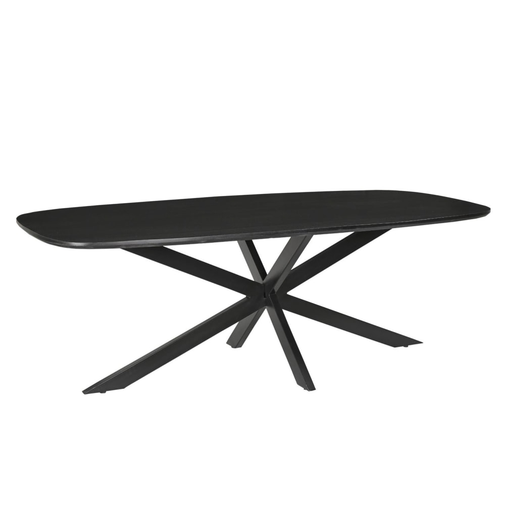 Livingfurn Esstisch Jesper Oval 180*100cm, Schwarz Schwarz Holz