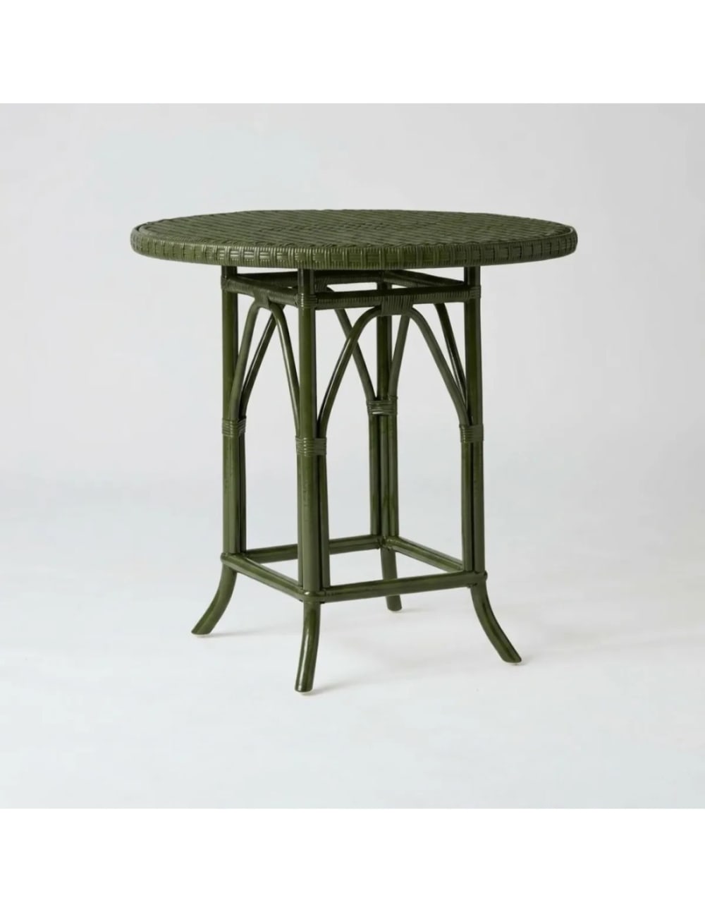 Table rotin laqué vert bronze Table rotin laqué vert bronze
