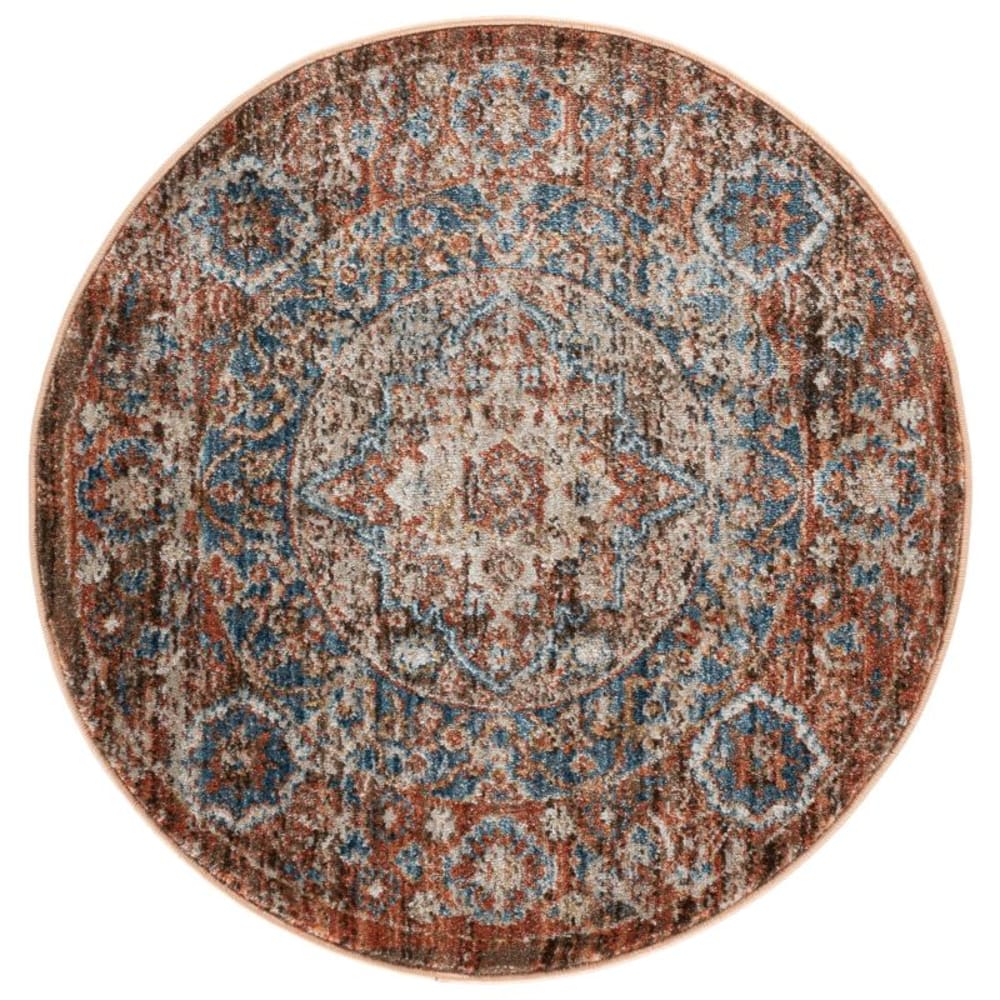Tapis traditionnel en polypropylène marron/orange, 122 cm