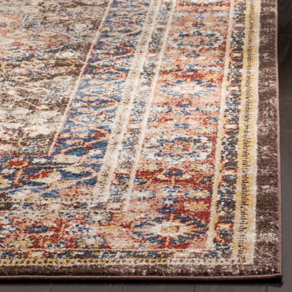 Tapis traditionnel en polypropylène marron/orange, 122 cm — vue 4