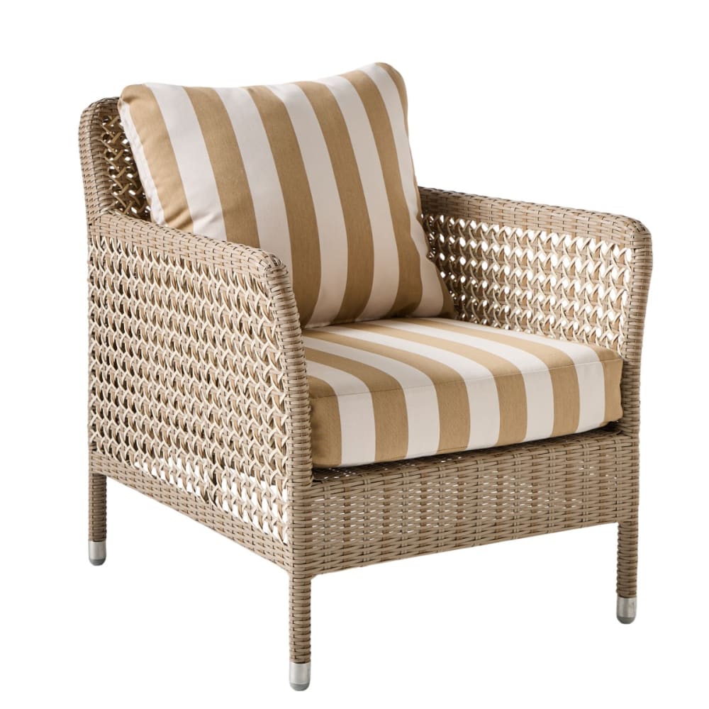 Fauteuil de jardin gris et rayures beiges Fauteuil de jardin gris et rayures beiges