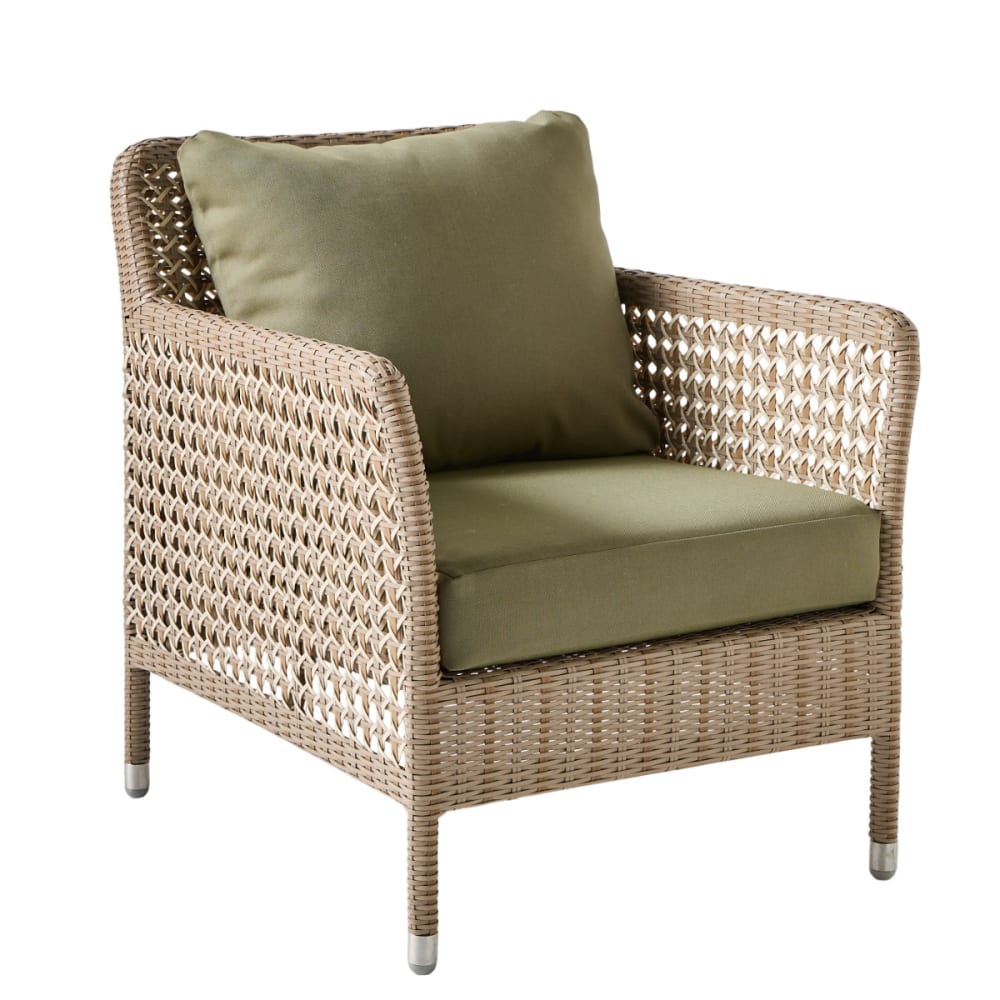 Fauteuil de jardin résine gris et vert algue Fauteuil de jardin résine gris et vert algue