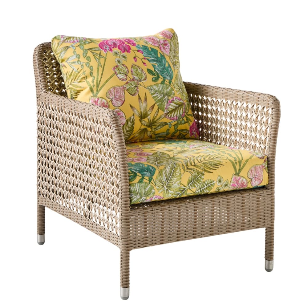 Fauteuil de jardin gris et motifs jaunes Fauteuil de jardin gris et motifs jaunes