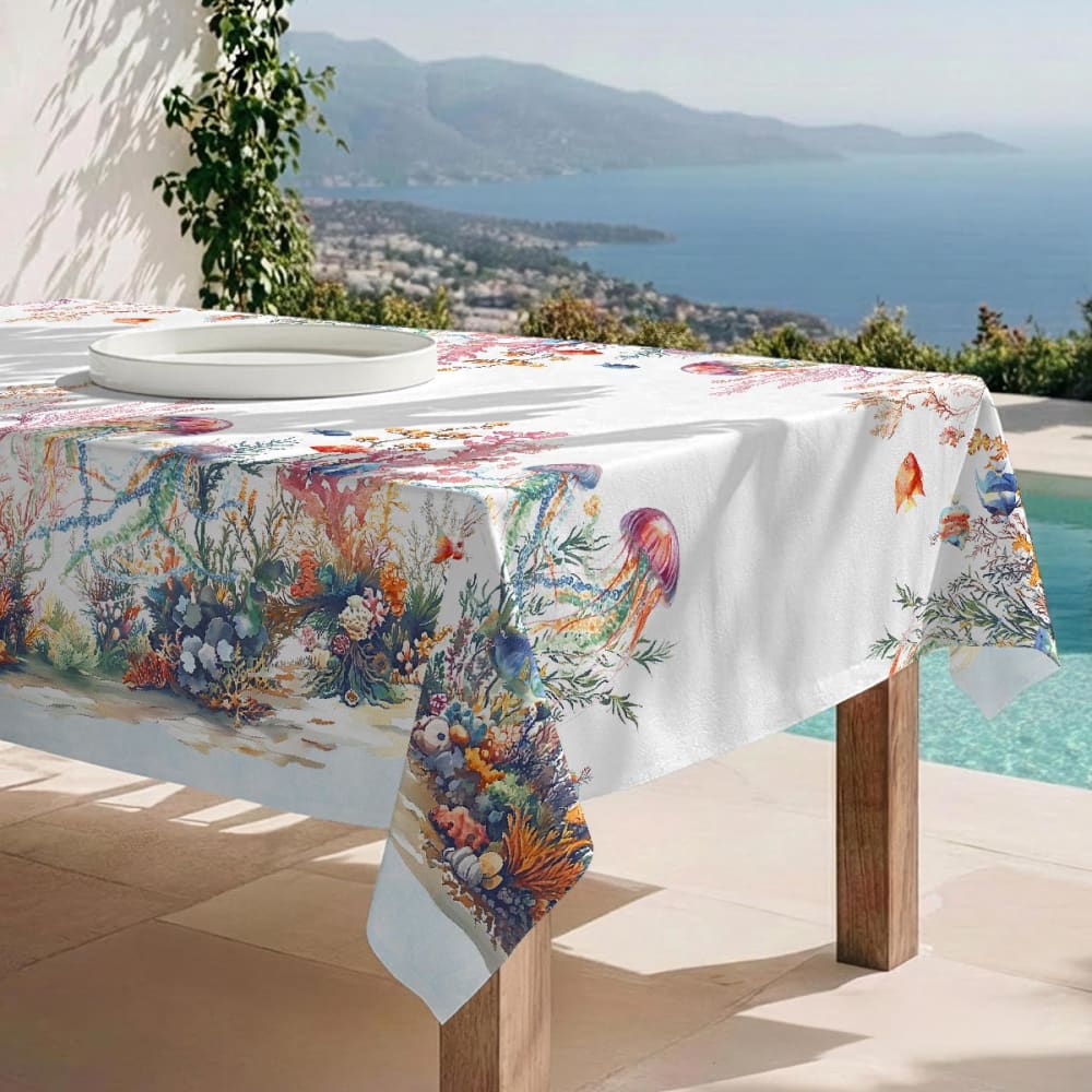 Naf Naf Fleckabweisende Tischdecke – 100 % Baumwolle, 150×300 cm Mehrfarbig Baumwolle