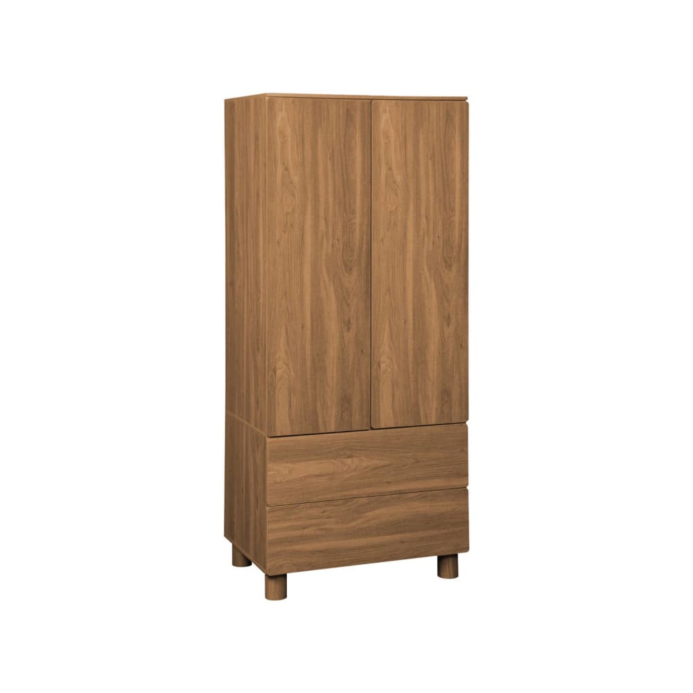 Armoire décor bois 2 portes 2 tiroirs penderie bois de noisetier