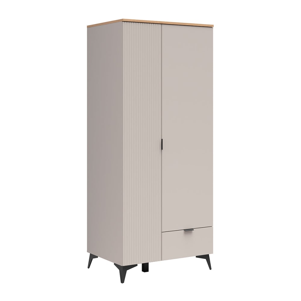 Armoire 2 portes 1 tiroir et bois panneaux agglomérés stratifié beige Armoire 2 portes 1 tiroir et bois panneaux agglomérés stratifié beige