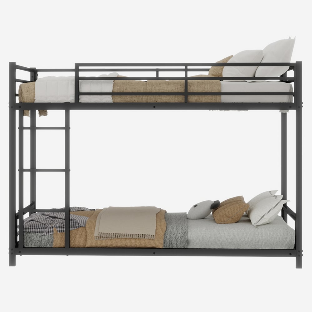 Niedriges Etagenbett aus Eisen Schwarz 90x190 cm - Maisons Du